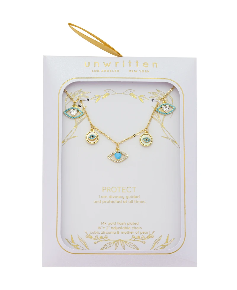 Unwritten Cubic Zirconia Evil Eye Charm Necklace