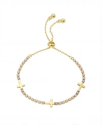 Unwritten Triple Cross Glass Pearl Bolo Bracelet