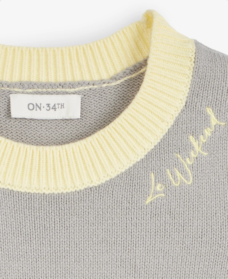 On 34th Colorblocked Short-Sleeve Sweater, Macy's Exclusive