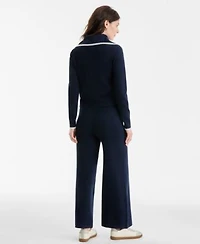 On 34th Womens Tipped Zip Up Cardigan Sleeveless Sweater Pull On Pants Macys Exclusive