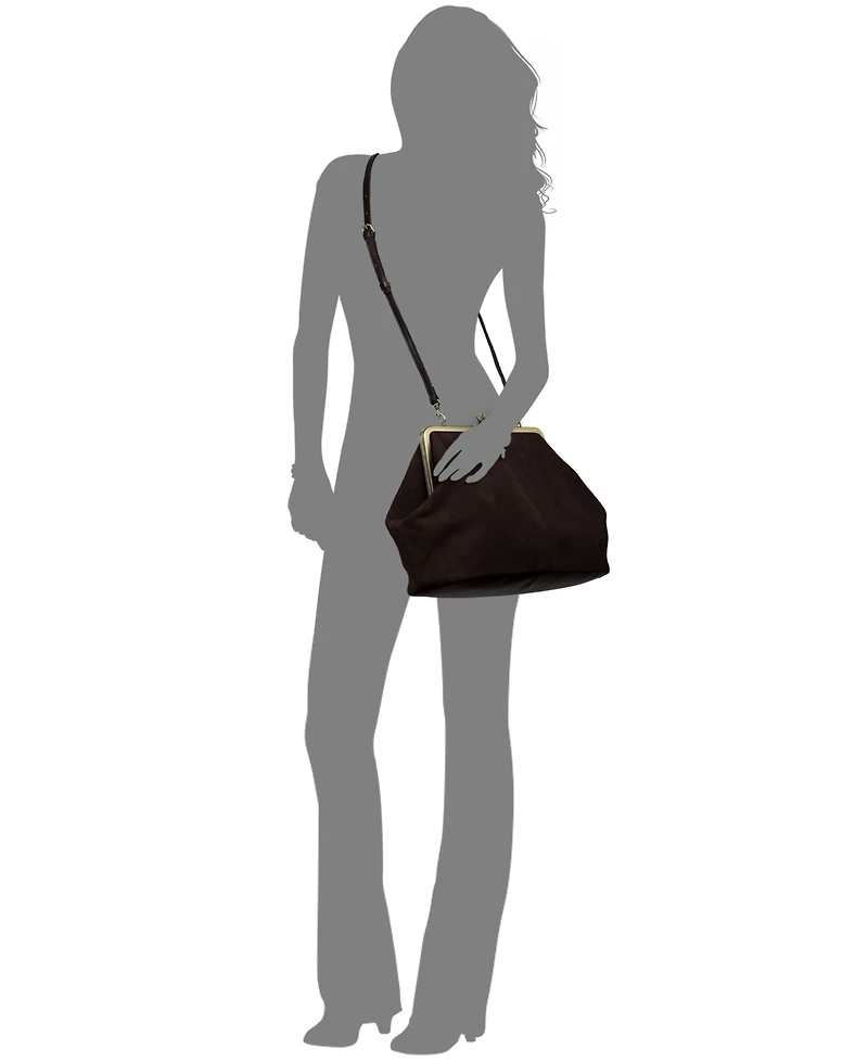 Patricia Nash Vivienne Suede Kisslock Frame Leather Crossbody Bag