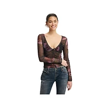 Cotton On Women's Alix Sheer Mesh Button-Through Long Sleeve Top