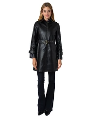 Via Spiga Women's Snap Front Tie Belt Jacket