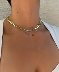 Adornia Tarnish Resistant Gold Cz Solitaire Pendant and Chain Necklace Set