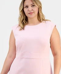 Kasper Plus Round-Neck Stretch-Crepe Sheath Dress