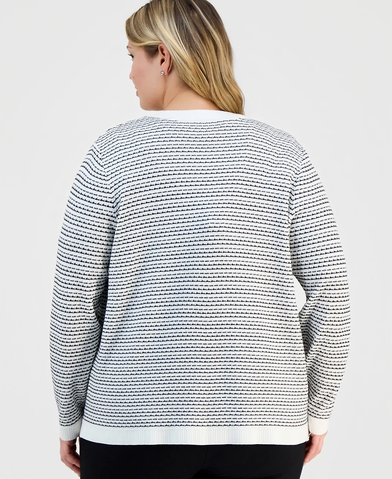 Kasper Plus Textured Long-Sleeve Cardigan Jacket