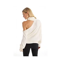 The Noli Shop Women's Bridgette Button Sweater - Pearl
