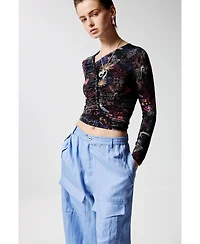 Desigual Women's Ruched graffiti T-shirt