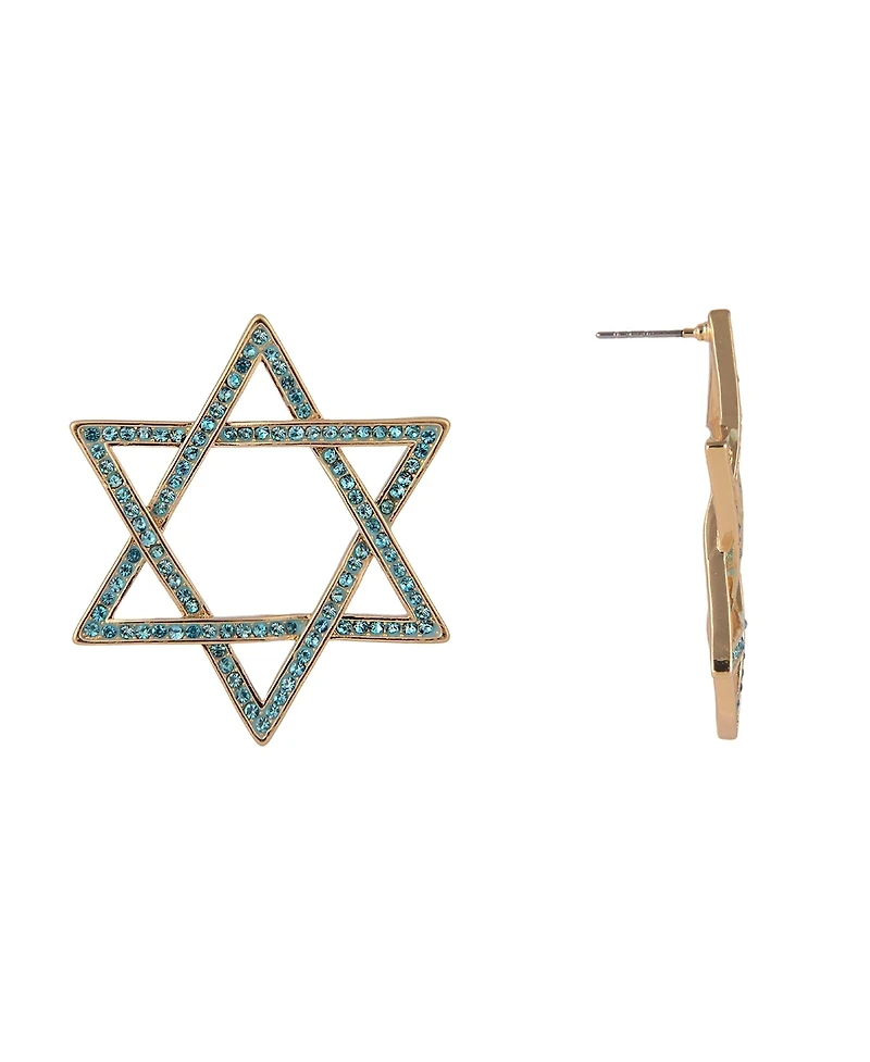 Hallmark Blue Stone Star of David Hoop Earrings