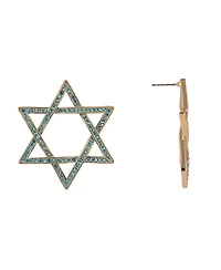 Hallmark Blue Stone Star of David Hoop Earrings