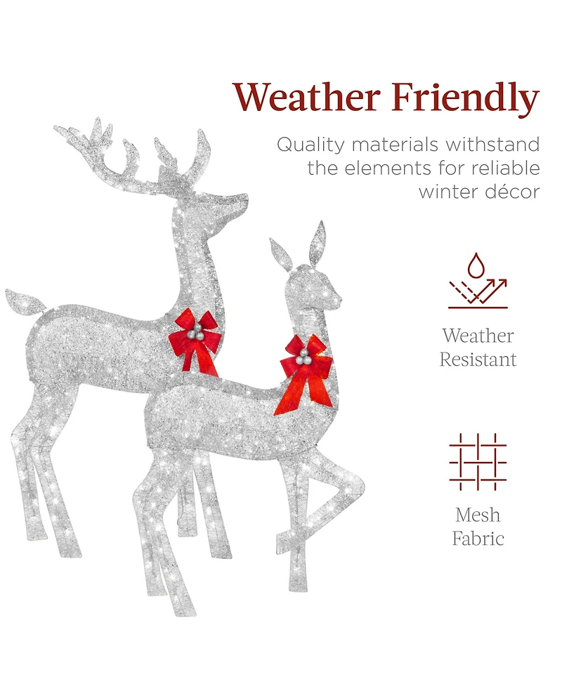 Best Choice Products 6.5ft 3-Piece Lighted Christmas Deer Set Outdoor Yard Decoration with 385 Led Lights, Stakes