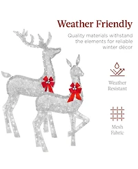 Best Choice Products 6.5ft 3-Piece Lighted Christmas Deer Set Outdoor Yard Decoration with 385 Led Lights, Stakes