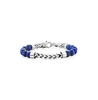 Metallo Stainless Steel Genuine Bead & Chain Bracelet
