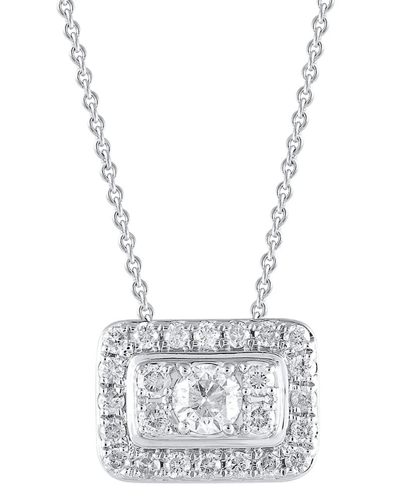 Macy's Diamond Pendant Necklace (1/2 ct. t.w.) in 10k White Gold