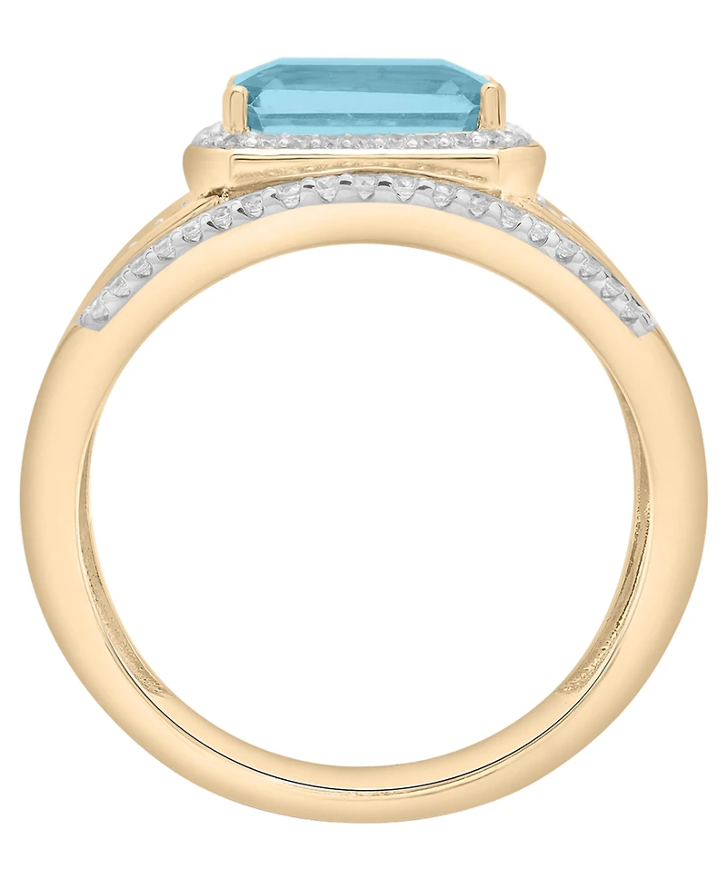 Macy's Blue Topaz (2-1/4 ct. t.w.) & Diamond (1/4 ct. t.w.) Ring in 14k Yellow Gold