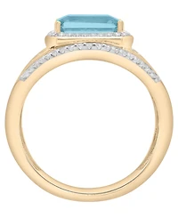 Macy's Blue Topaz (2-1/4 ct. t.w.) & Diamond (1/4 ct. t.w.) Ring in 14k Yellow Gold