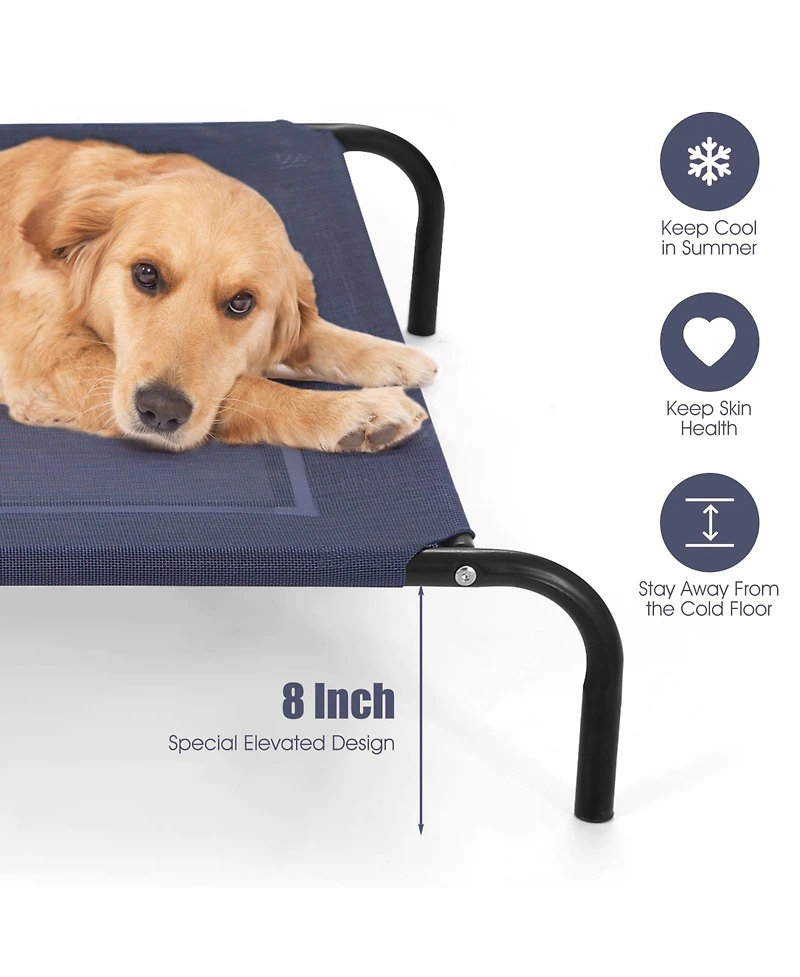 Sugift Large Indoor Outdoor Camping Steel Frame Elevated Pet Cot Mat