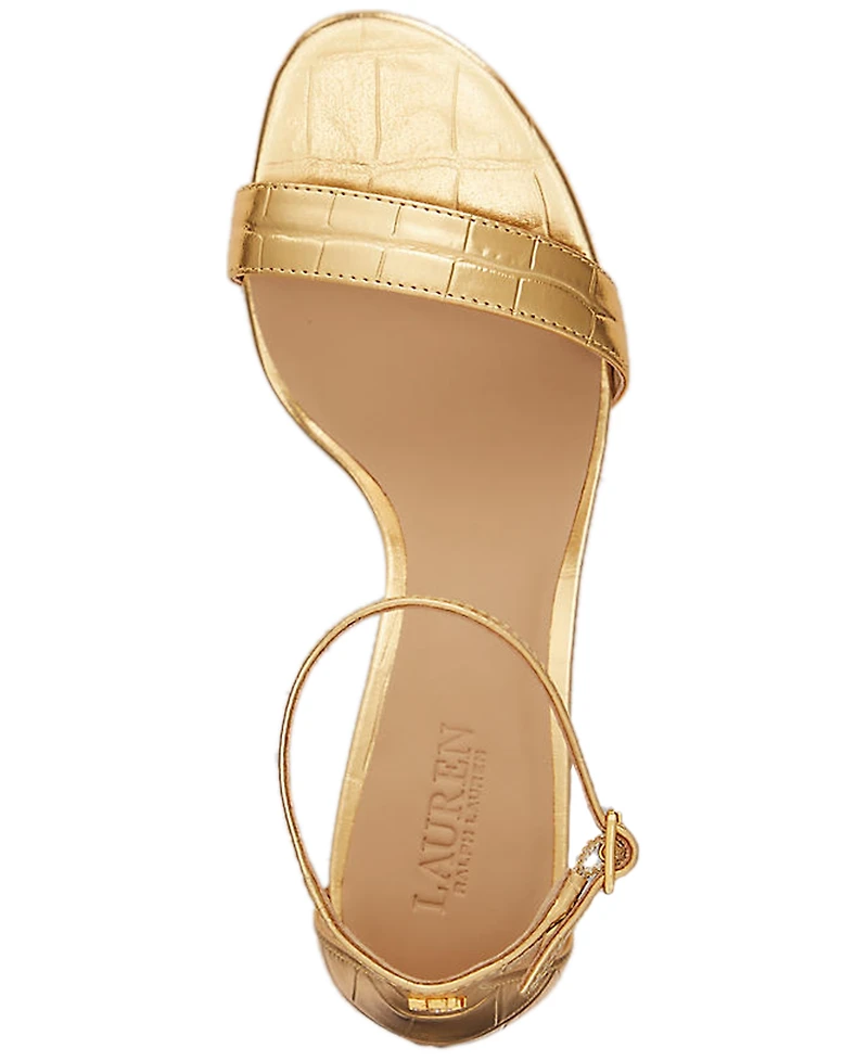 Lauren Ralph Women's Allie Mid-Heel Crocodile-Embossed Sandals