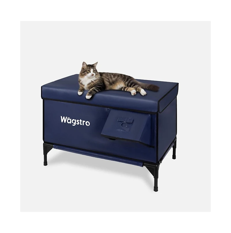 Flagship Outdoor Heated Cat House — Navy Blue