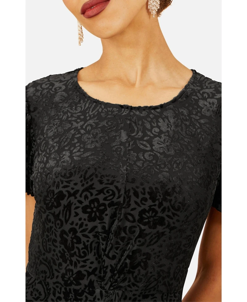 Yumi Women's Velvet Twist Waist Midi Dress