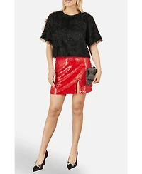 Yumi Women's Lurex Fringe Relaxed Fit Top