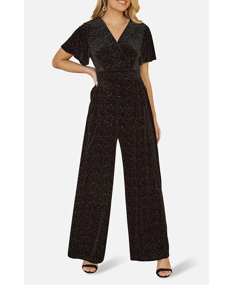 Yumi Women's Sparkle Velvet Jumpsuit