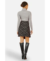 Yumi Women's Check Wrap Skirt With Buckle