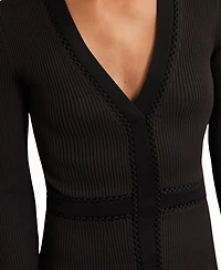 Reiss Women's Craft-Stitch Rib-Knit Midi Dress