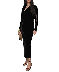 Reiss Women's Velvet Sheer-Panel Cut-Out Midi Dress