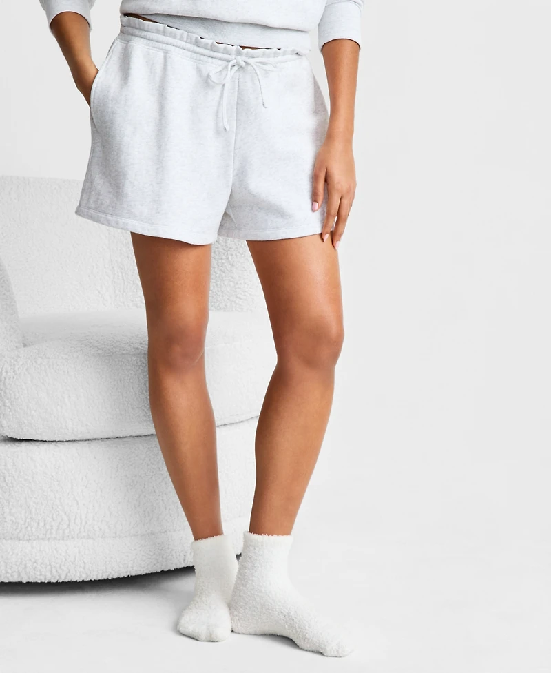 State of Day Women's Paperbag-Waist French Terry Shorts, Macy's Exclusive