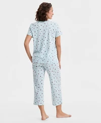 Charter Club Women's 2-Pc. Cotton Printed Cropped Pajamas Set