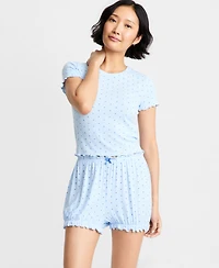 State of Day Women's Pointelle Top & Bloomer Shorts Pajamas, 2-Piece Set, Macy's Exclusive