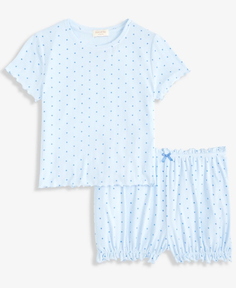State of Day Women's Pointelle Top & Bloomer Shorts Pajamas, 2-Piece Set, Macy's Exclusive