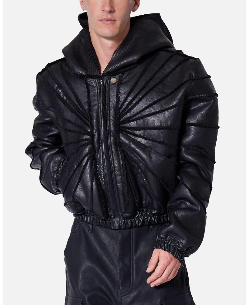 mnml Men's Leather Web Cropped Hoodie