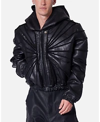 mnml Men's Leather Web Cropped Hoodie