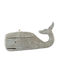 Storied Home Whale Shaped Woven Bankuan Rope Box with Lid, Grey