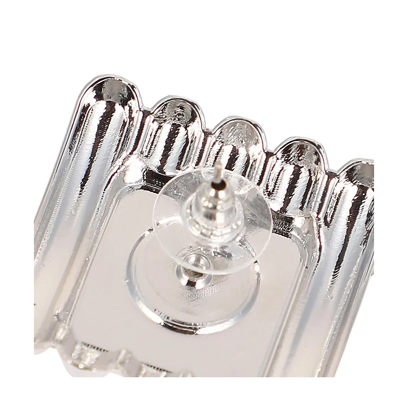 Women's The Ribbed-Diane Stud Earrings - Chrome Silver