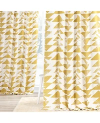 Half Price Drapes Triad Gold Geometric Printed Cotton Room Darkening Curtain