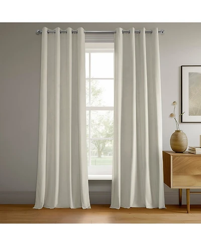 Half Price Drapes Porcelain White Grommet Signature Velvet Blackout Curtain