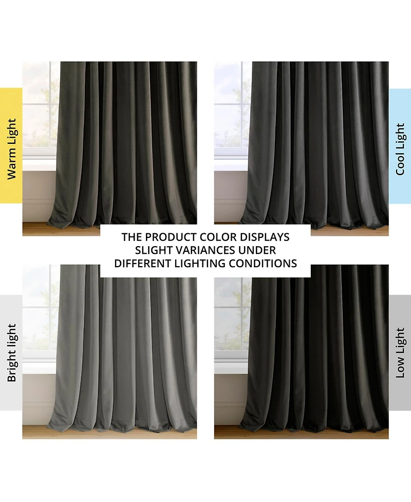 Half Price Drapes Gunmetal Grey Signature Extra Wide Velvet Blackout Curtain