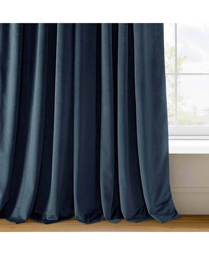 Half Price Drapes Midnight Blue Signature Velvet Blackout Curtain