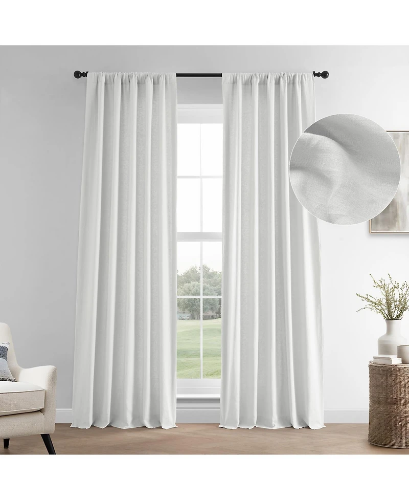Half Price Drapes Crisp White French Linen Room Darkening Curtain