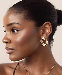 Ettika Melting Metal Crystal Stud Earrings