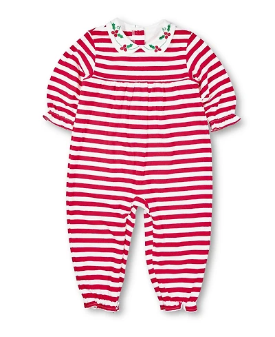 Florence Eiseman Baby Girls One Piece & Suits & Sets Stripe Knit Longall With Embroidered Holly
