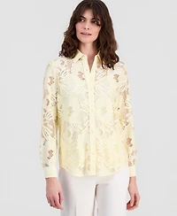 Anne Klein Women's Collared Lace Button-Front Shirt