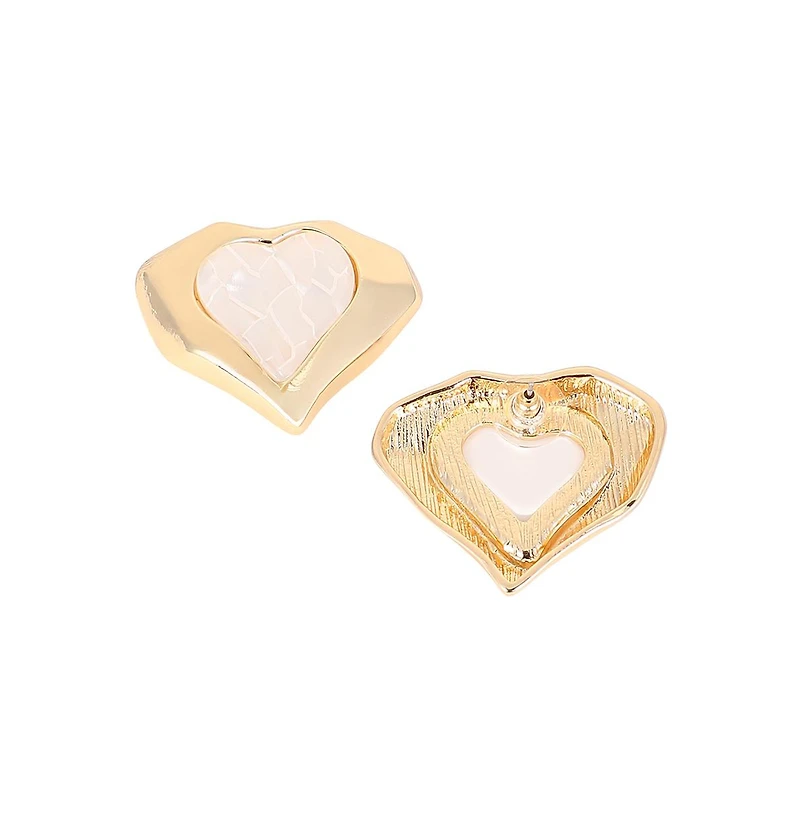 Women's The Coeur-Edge Stud Earrings - California Gold