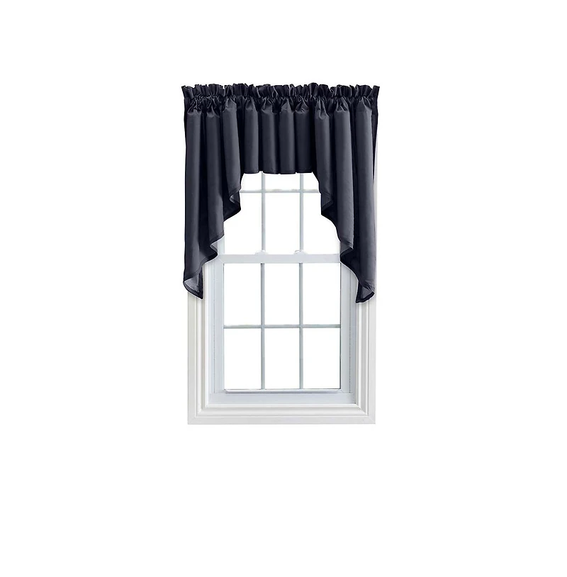 Ellis Curtain Ellis Stacey 3" Rod Pocket High Quality Fabric Solid Color Window Lined Swag Set 126"x36" Navy