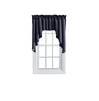 Ellis Curtain Ellis Stacey 3" Rod Pocket High Quality Fabric Solid Color Window Lined Swag Set 126"x36" Navy