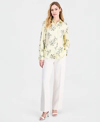 Anne Klein Women's Floral-Printed Button-Front Blouse