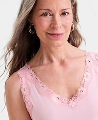 Style & Co Women's Lace-Trim Cotton Tank Top